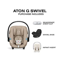 Siège d'auto pour bébé orienté vers l'arrière Aton G Swivel de Cybex - Beige amande