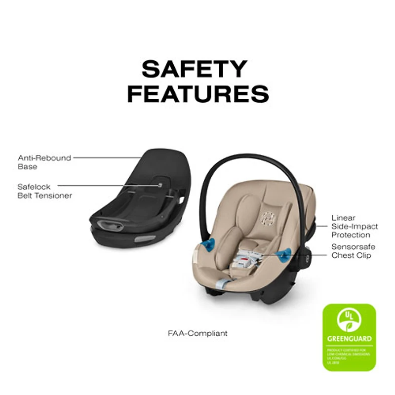 Siège d'auto pour bébé orienté vers l'arrière Aton G Swivel de Cybex - Beige amande