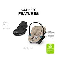 Siège d'auto pour bébé orienté vers l'arrière Aton G Swivel de Cybex - Beige amande