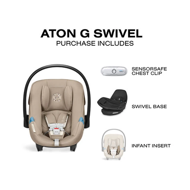 Siège d'auto pour bébé orienté vers l'arrière Aton G Swivel de Cybex - Noir lunaire