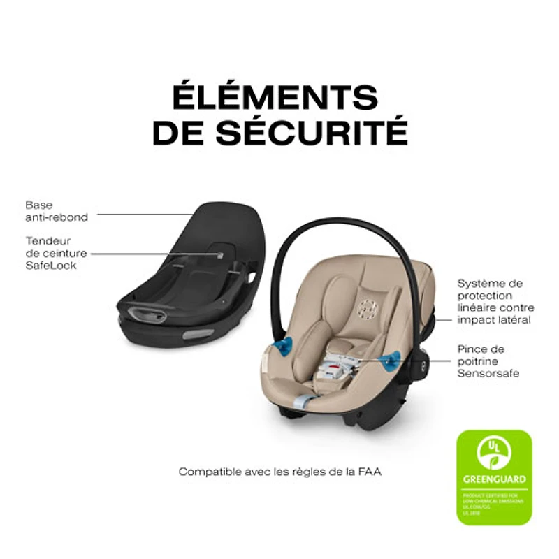 Siège d'auto pour bébé orienté vers l'arrière Aton G Swivel de Cybex - Noir lunaire