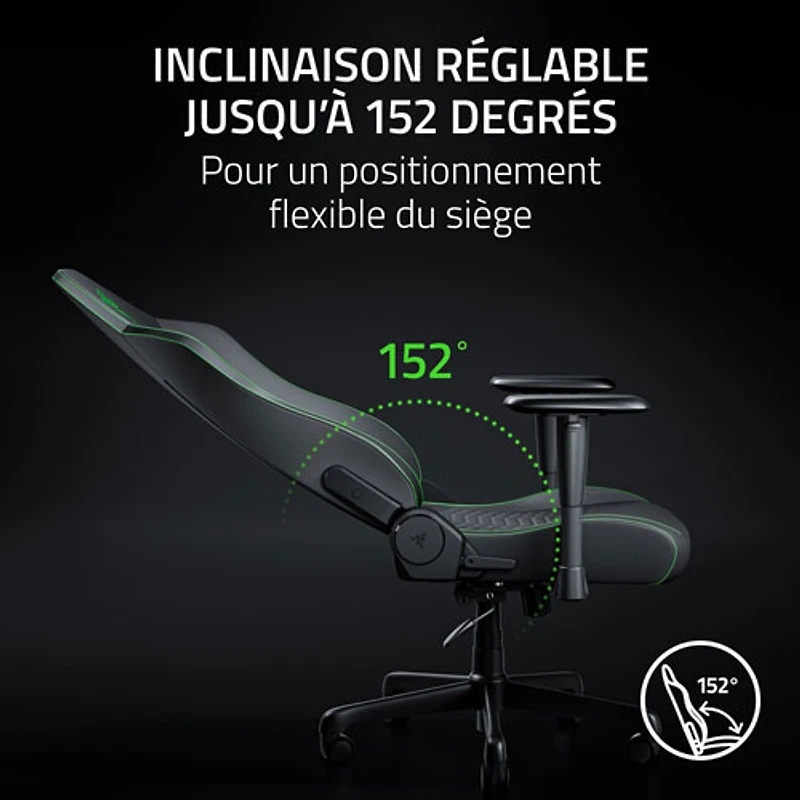 Fauteuil de jeu ergonomique en cuir EPU Iskur V2 X NewGen de Razer - Noir/Vert
