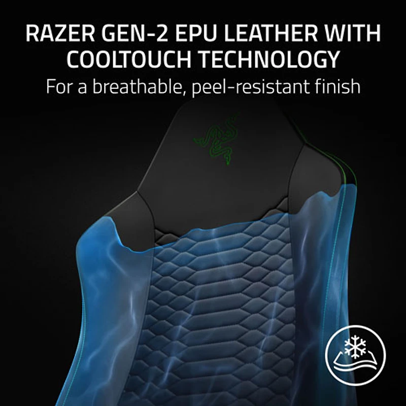 Fauteuil de jeu ergonomique en cuir EPU Iskur V2 X NewGen de Razer - Noir/Vert