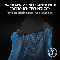 Fauteuil de jeu ergonomique en cuir EPU Iskur V2 X NewGen de Razer - Noir/Vert