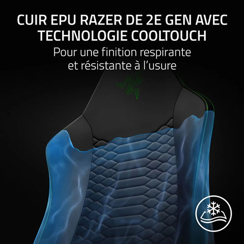 Fauteuil de jeu ergonomique en cuir EPU Iskur V2 X NewGen de Razer - Noir/Vert