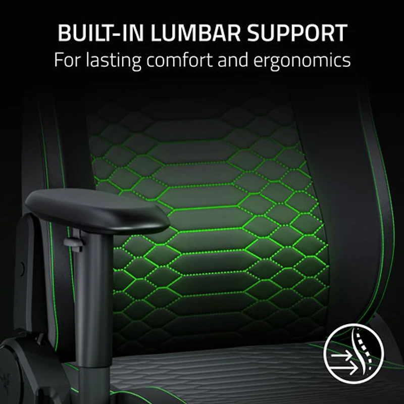 Fauteuil de jeu ergonomique en cuir EPU Iskur V2 X NewGen de Razer - Noir/Vert