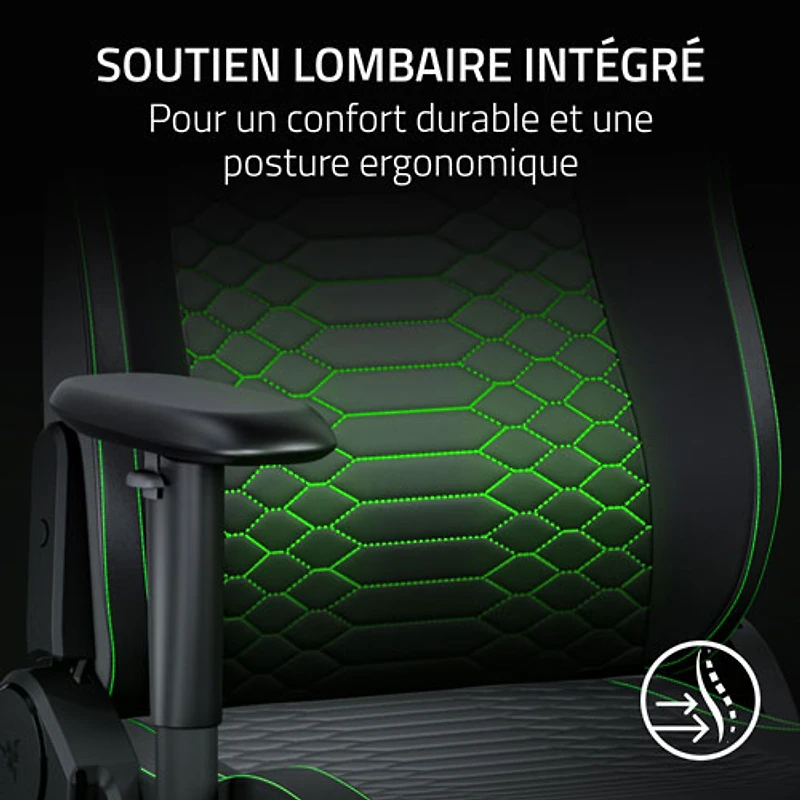 Fauteuil de jeu ergonomique en cuir EPU Iskur V2 X NewGen de Razer - Noir/Vert