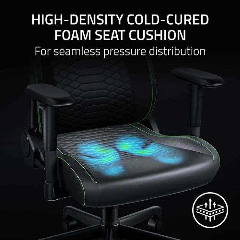 Fauteuil de jeu ergonomique en cuir EPU Iskur V2 X NewGen de Razer - Noir/Vert