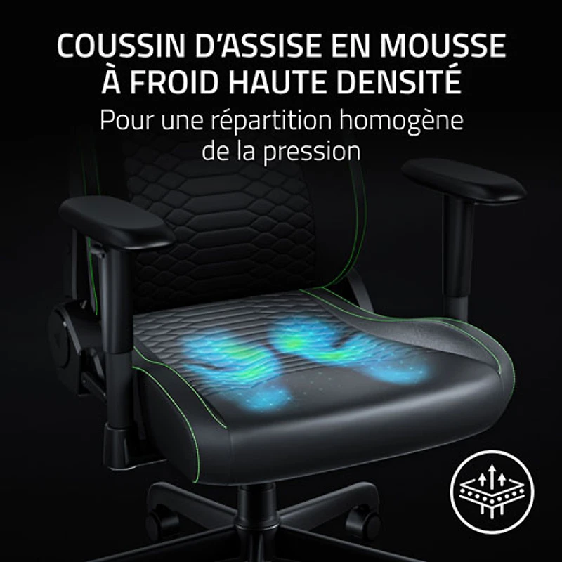 Fauteuil de jeu ergonomique en cuir EPU Iskur V2 X NewGen de Razer - Noir/Vert