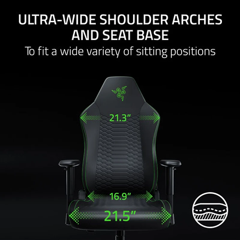 Fauteuil de jeu ergonomique en cuir EPU Iskur V2 X NewGen de Razer - Noir/Vert