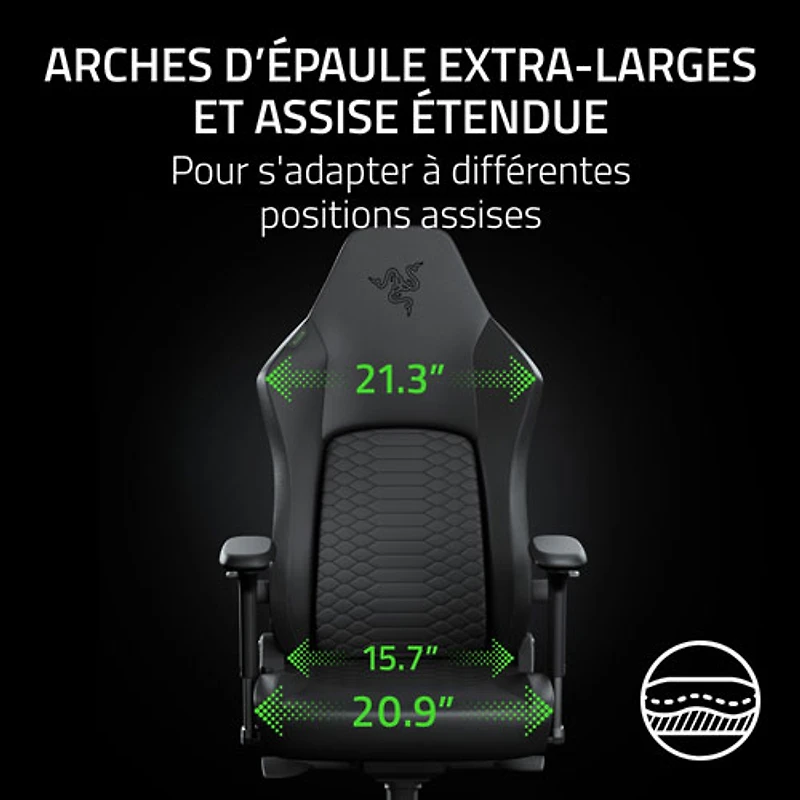 Fauteuil de jeu ergonomique en cuir EPU Iskur V2 NewGen de Razer - Noir