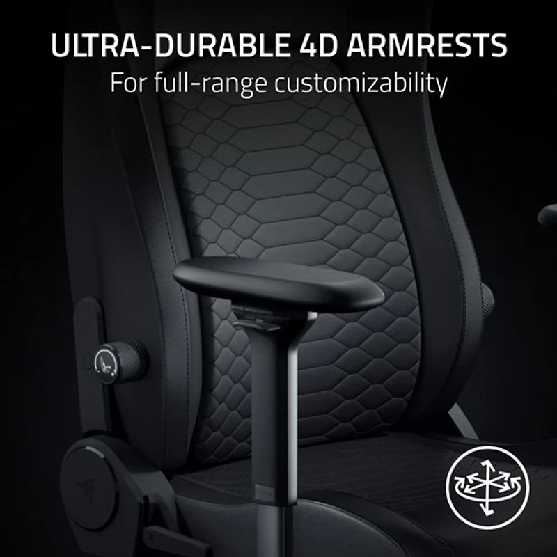Fauteuil de jeu ergonomique en cuir EPU Iskur V2 NewGen de Razer - Noir