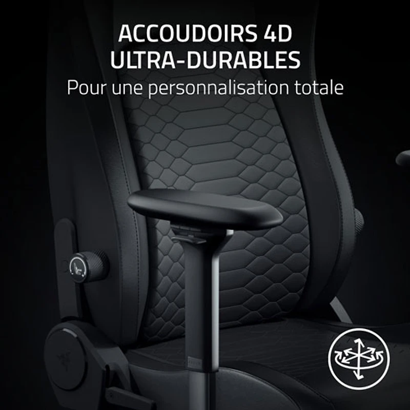 Fauteuil de jeu ergonomique en cuir EPU Iskur V2 NewGen de Razer - Noir