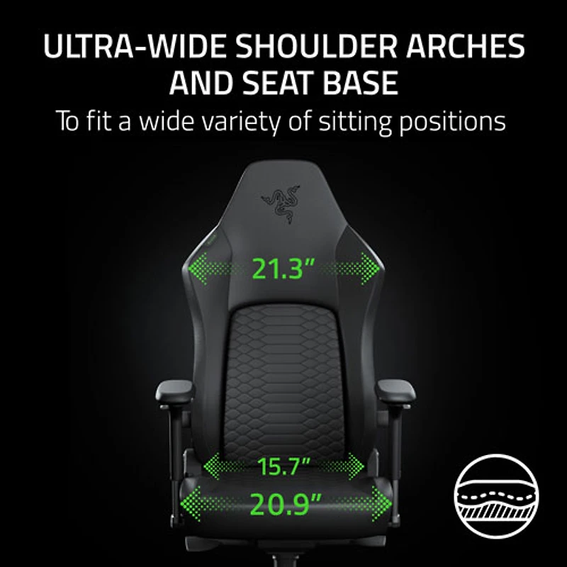 Fauteuil de jeu ergonomique en cuir EPU Iskur V2 NewGen de Razer - Noir