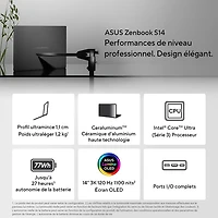 ASUS Zenbook S14 14" Touchscreen Laptop - Antrim Grey (Intel Core Ultra 9 386H/32GB RAM/1TB SSD/Windows 11 Home)