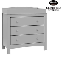 Boîte ouverte - Commode avec table à langer à 3 tiroirs Noah de Graco - Gris galet