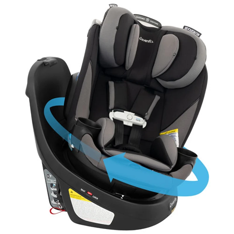 Evenflo Gold Revolve360 Slim Rotational 2-in-1 Convertible Booster Car Seat with SensorSafe - Obsidian Black