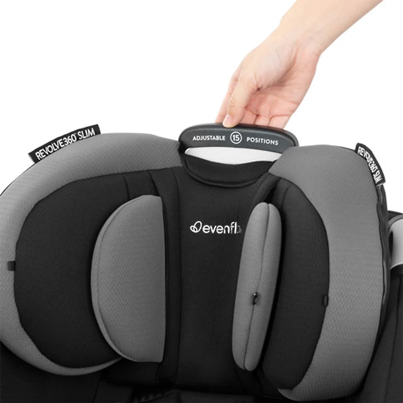 Evenflo Gold Revolve360 Slim Rotational 2-in-1 Convertible Booster Car Seat with SensorSafe - Obsidian Black