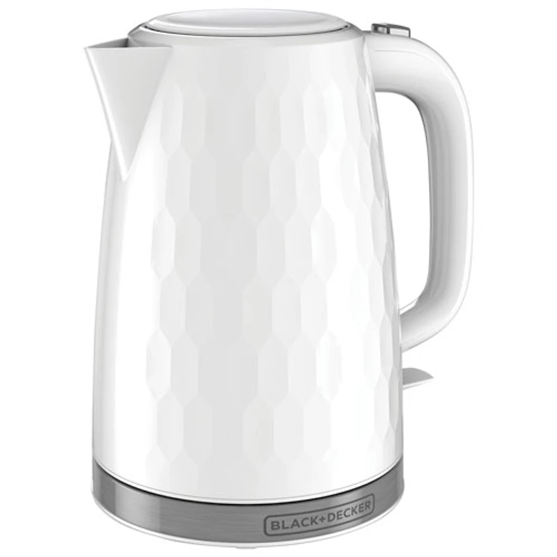 Black & Decker Honeycomb Cordless Electric Kettle - 1.7L - White