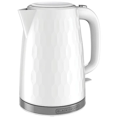 Black & Decker Honeycomb Cordless Electric Kettle - 1.7L - White