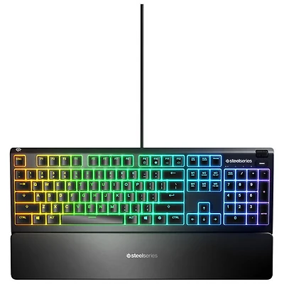 Clavier de jeu ergonomique tactile rétroéclairé pleine grandeur à membrane Apex 3 de SteelSeries - Anglais