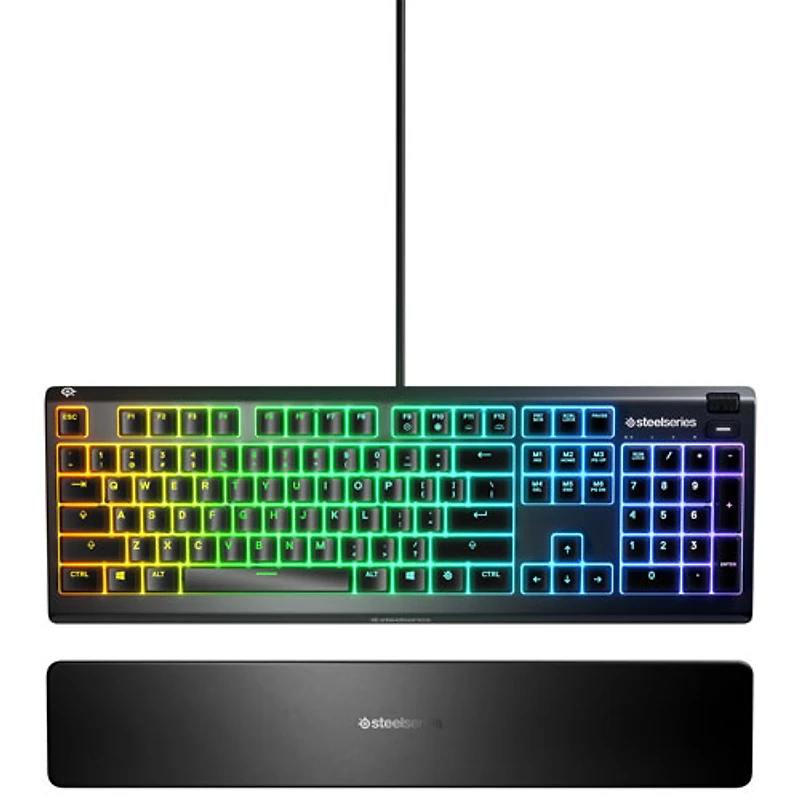 Clavier de jeu ergonomique tactile rétroéclairé pleine grandeur à membrane Apex 3 de SteelSeries - Anglais