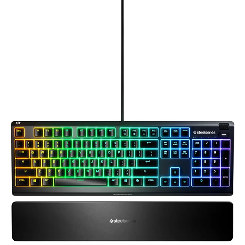 Clavier de jeu ergonomique tactile rétroéclairé pleine grandeur à membrane Apex 3 de SteelSeries - Anglais