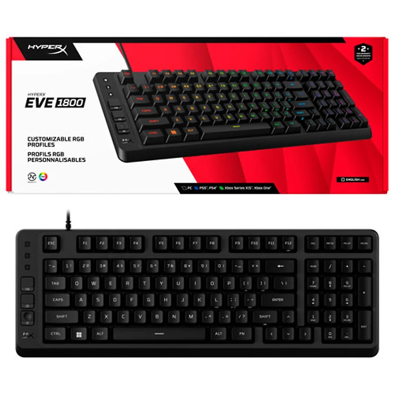 HyperX Eve 1800 Backlit Membrane Linear Ergonomic Full-Size Gaming Keyboard - English