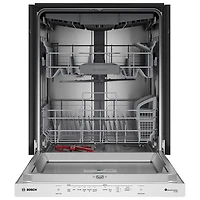 Lave-vaisselle à commandes sur le dessus, Zone Wash, PureDry et 3e panier de 24 po 46 dB série 300 de Bosch - Energy Star (SHP53EM5N) - Acier inoxydable