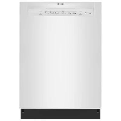 Lave-vaisselle à commandes avant, PureDry Precision, bas gicleur et 2 paniers de 24 po 52 dB série 100 de Bosch (SHE2ADF2) - Blanc