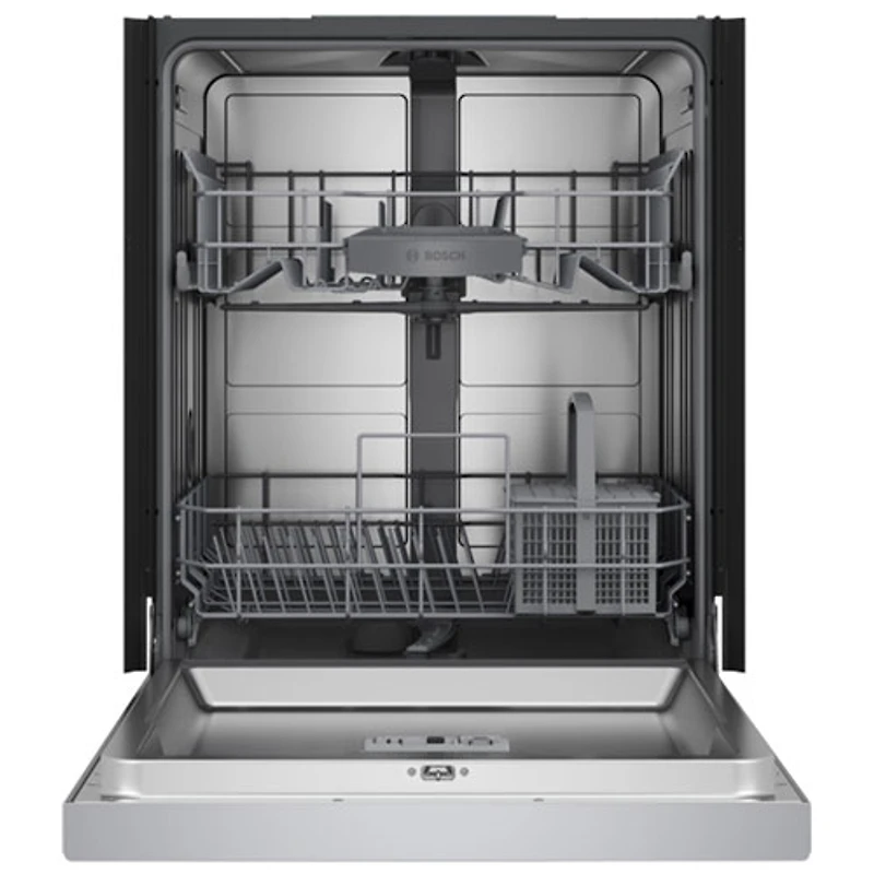 Lave-vaisselle à commandes avant, PureDry Precision, bas gicleur et 2 paniers de 24 po 52 dB série 100 de Bosch (SHE2ADF2) - Blanc