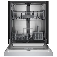 Lave-vaisselle à commandes avant, PureDry Precision, bas gicleur et 2 paniers de 24 po 52 dB série 100 de Bosch (SHE2ADF2) - Blanc
