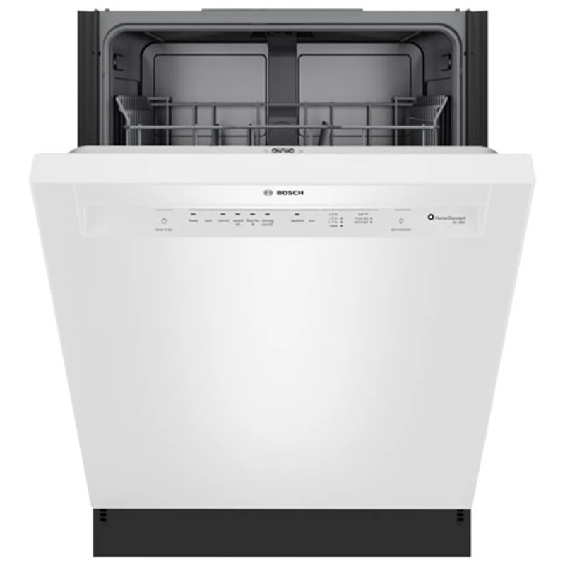 Lave-vaisselle à commandes avant, PureDry Precision, bas gicleur et 2 paniers de 24 po 52 dB série 100 de Bosch (SHE2ADF2) - Blanc