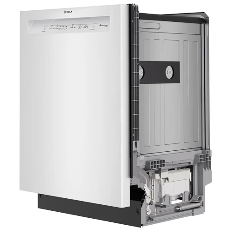 Lave-vaisselle à commandes avant, PureDry Precision, bas gicleur et 2 paniers de 24 po 52 dB série 100 de Bosch (SHE2ADF2) - Blanc