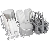 Lave-vaisselle à commandes avant, PureDry Precision, bas gicleur et 2 paniers de 24 po 52 dB série 100 de Bosch (SHE2ADF2) - Blanc
