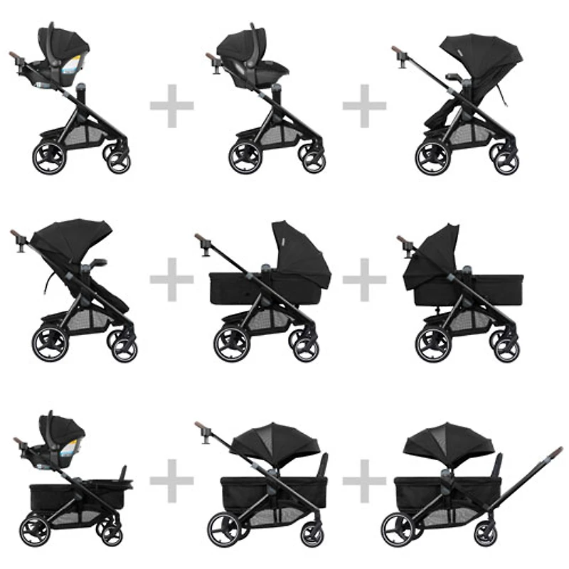 Evenflo Transformer Modular Travel System with LiteMax NXT Infant Car Seat - Black