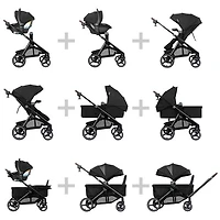 Evenflo Transformer Modular Travel System with LiteMax NXT Infant Car Seat - Black