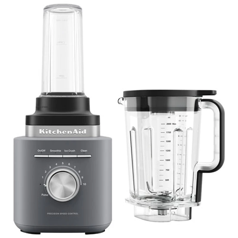 Mélangeur de 2 L et 1700 W Pure puissance de KitchenAid avec pichet individuel- Gris charbon mat