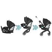 Ensemble Shyft DualRide d'Evenflo avec siège d'auto pour bébé, sac de rangement et grand auvent - Noir Jasper