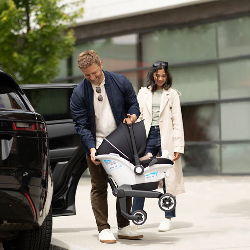 Ensemble Shyft DualRide d'Evenflo avec siège d'auto pour bébé, sac de rangement et grand auvent - Noir Jasper