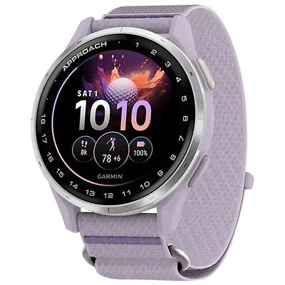 Montre intelligente de golf Bluetooth de 43 mm Approach J1 de Garmin - Argenté/Lilas