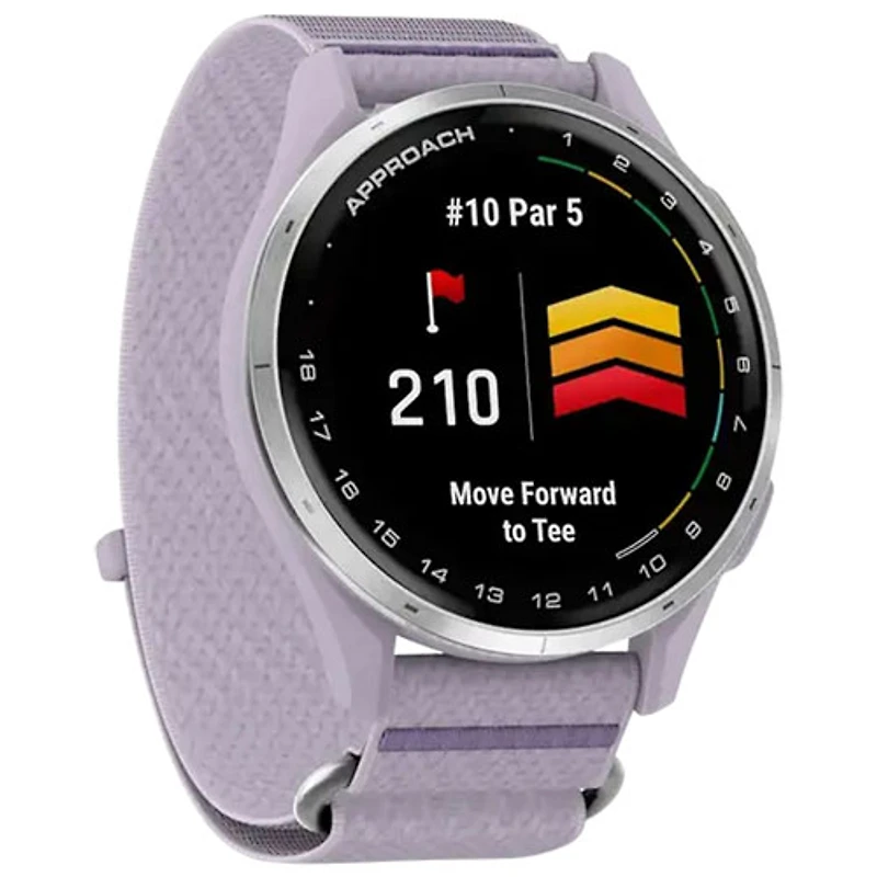 Montre intelligente de golf Bluetooth de 43 mm Approach J1 de Garmin - Argenté/Lilas