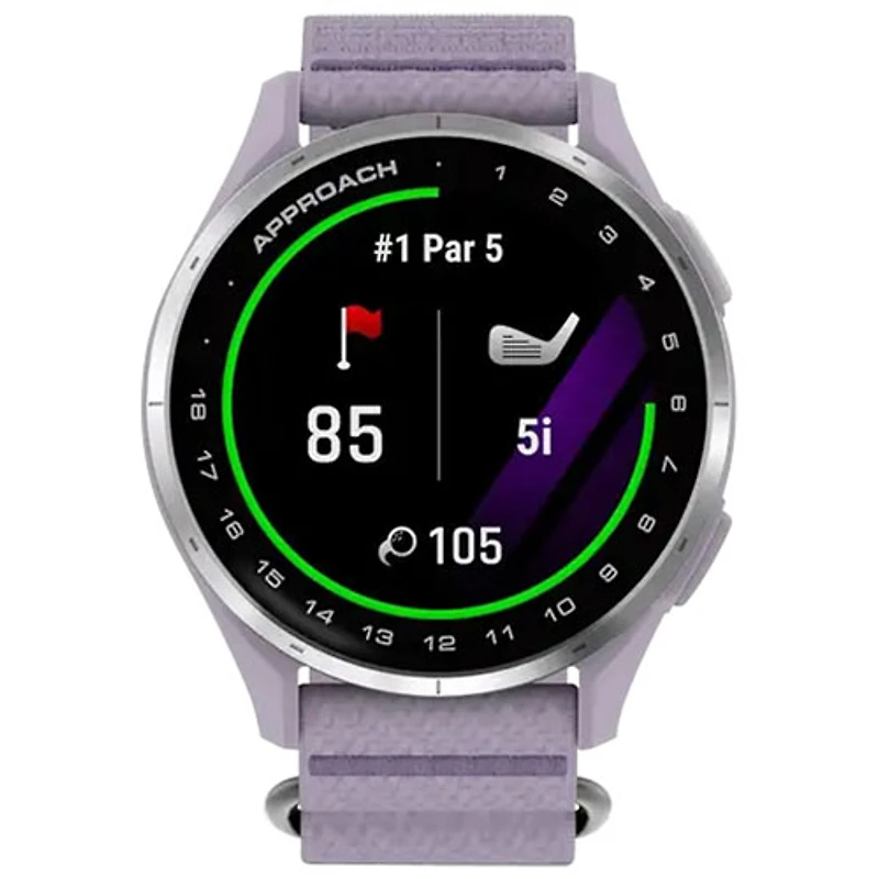 Montre intelligente de golf Bluetooth de 43 mm Approach J1 de Garmin - Argenté/Lilas