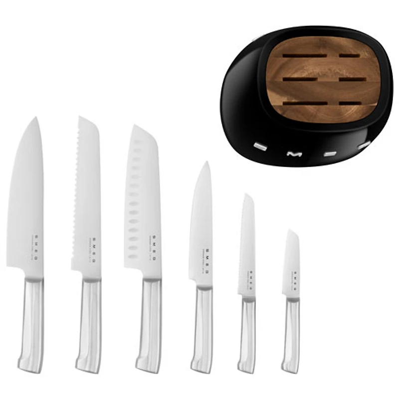 Smeg Stainless Steel 6-Piece Knife Block Set (KBSF02BL) - Black