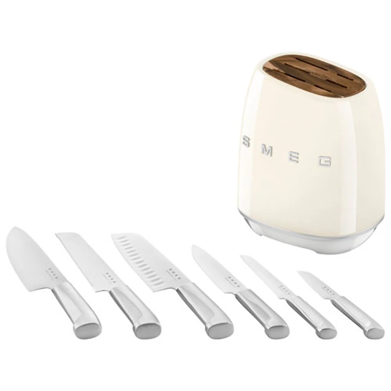 Smeg Stainless Steel 6-Piece Knife Block Set (KBSF02CR) - Cream