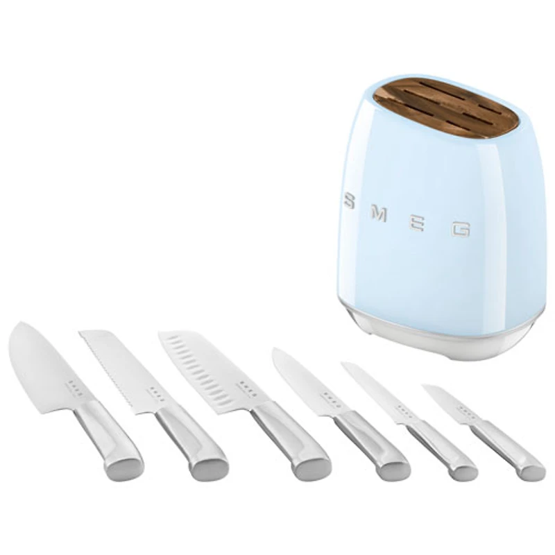 Smeg Stainless Steel 6-Piece Knife Block Set (KBSF02PB) - Pastel Blue