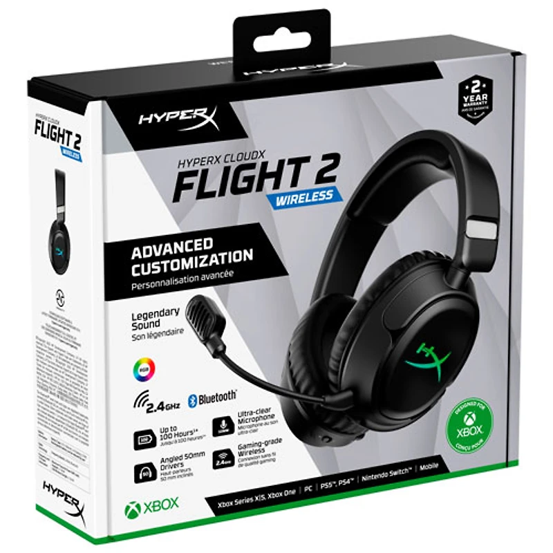 Casque de jeu sans fil CloudX Flight 2 de HyperX - Noir