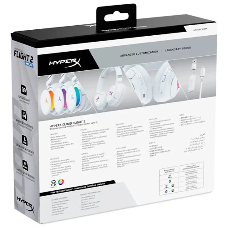Casque de jeu sans fil Cloud Flight 2 de HyperX - Blanc