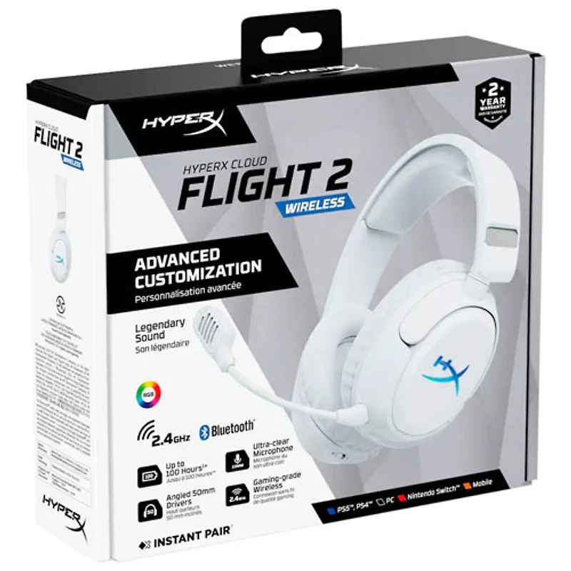 Casque de jeu sans fil Cloud Flight 2 de HyperX - Blanc