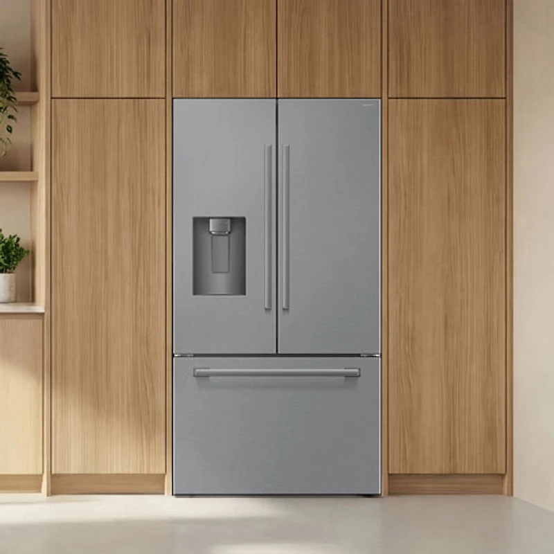 Réfrigérateur à deux portes 24 pi³ 36 po avec distributeur d'eau et de glaçons de Samsung (RF70H25HERAA) - Acier inoxydable